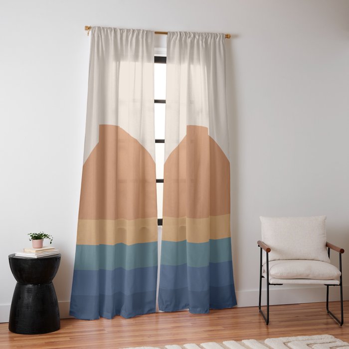 70's Retro Sunset Window Curtain