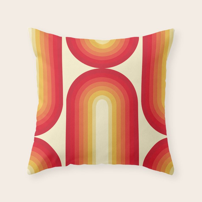 70s Retro Sun Throw Pillow
