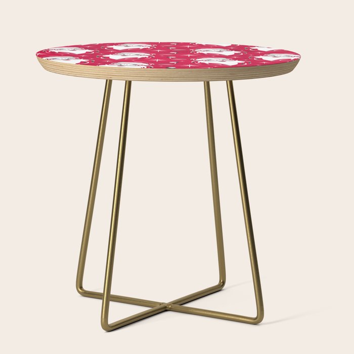Tis The Season Retro Santa Red White Pattern Side Table