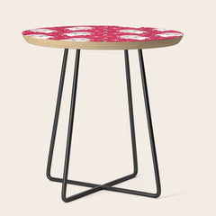 Tis The Season Retro Santa Red White Pattern Side Table