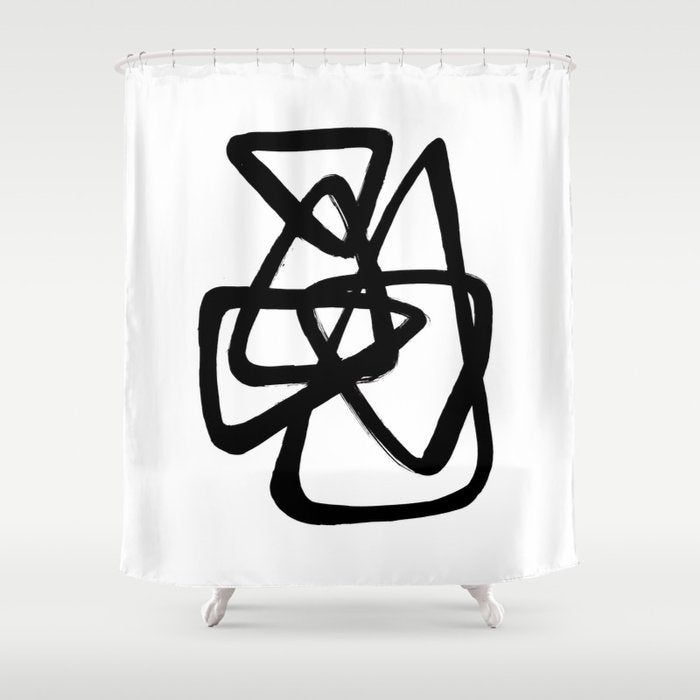 A Family Of Five White Background Shower Curtain
