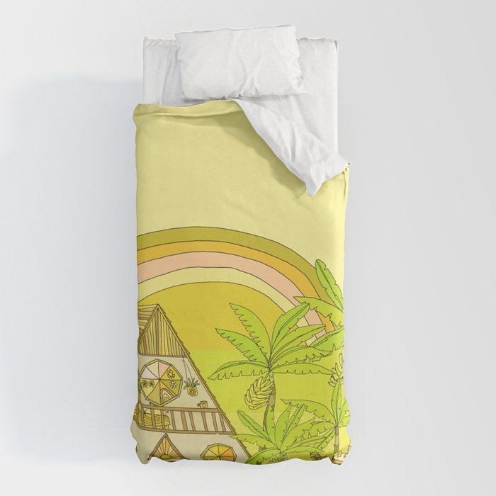 a frame simple living // banana pancakes // retro surf art by surfy birdy Duvet Cover