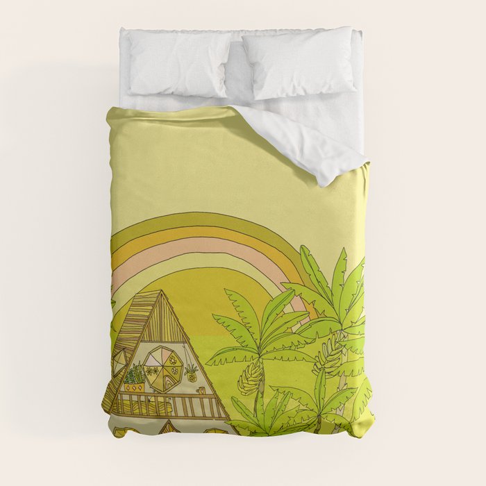 a frame simple living // banana pancakes // retro surf art by surfy birdy Duvet Cover