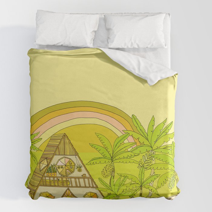a frame simple living // banana pancakes // retro surf art by surfy birdy Duvet Cover