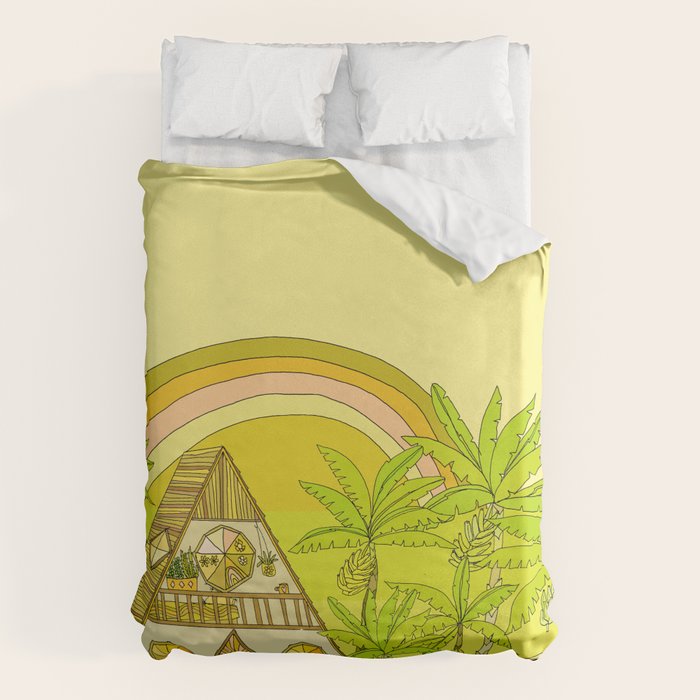 a frame simple living // banana pancakes // retro surf art by surfy birdy Duvet Cover