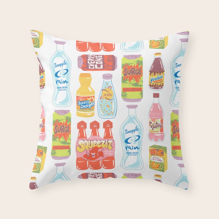 90s Drinks Throw Pillow