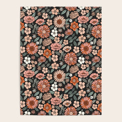 70s flowers - 70s, retro, spring, floral, florals, floral pattern, retro flowers, boho, hippie, earthy, muted Poster