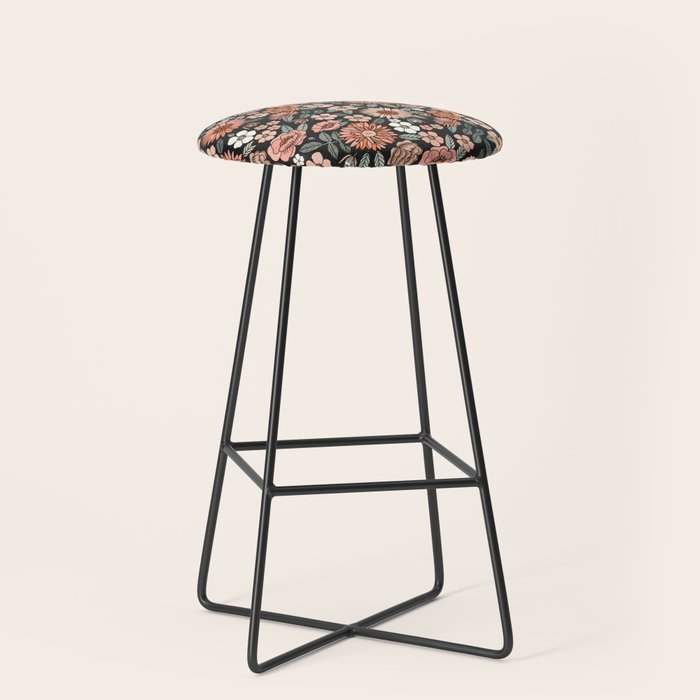 70s flowers - 70s, retro, spring, floral, florals, floral pattern, retro flowers, boho, hippie, earthy, muted Stool
