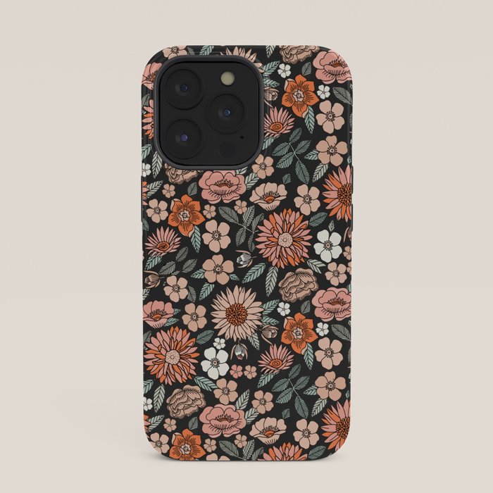 70s flowers - 70s, retro, spring, floral, florals, floral pattern, retro flowers, boho, hippie, earthy, muted iPhone Case