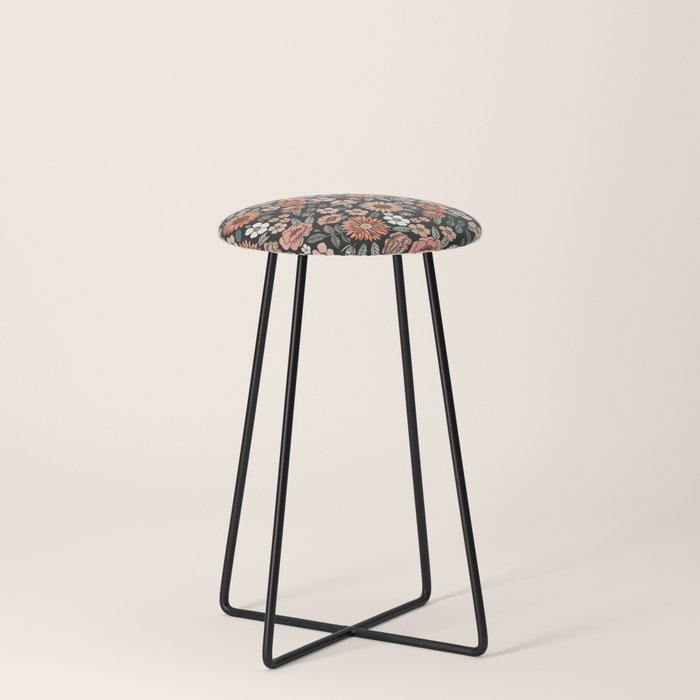 70s flowers - 70s, retro, spring, floral, florals, floral pattern, retro flowers, boho, hippie, earthy, muted Stool