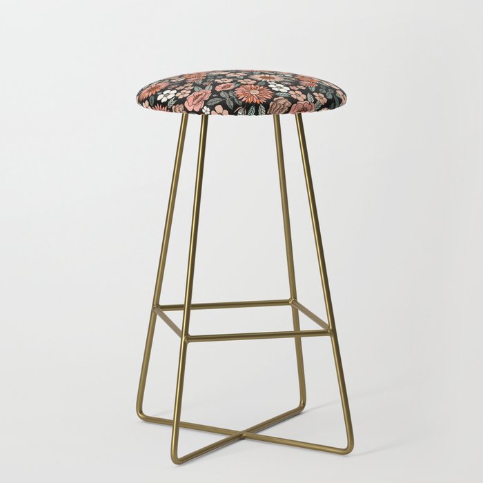 70s flowers - 70s, retro, spring, floral, florals, floral pattern, retro flowers, boho, hippie, earthy, muted Stool