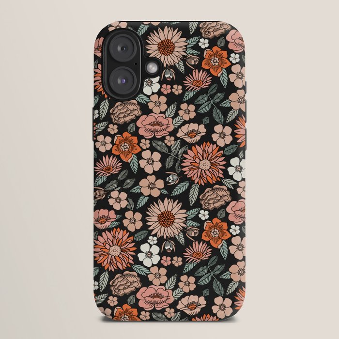 70s flowers - 70s, retro, spring, floral, florals, floral pattern, retro flowers, boho, hippie, earthy, muted iPhone Case
