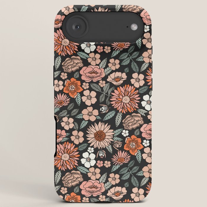 70s flowers - 70s, retro, spring, floral, florals, floral pattern, retro flowers, boho, hippie, earthy, muted iPhone Case