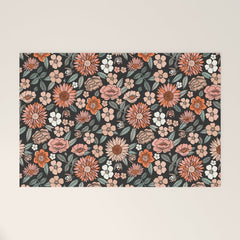 70s flowers - 70s, retro, spring, floral, florals, floral pattern, retro flowers, boho, hippie, earthy, muted Welcome Mat