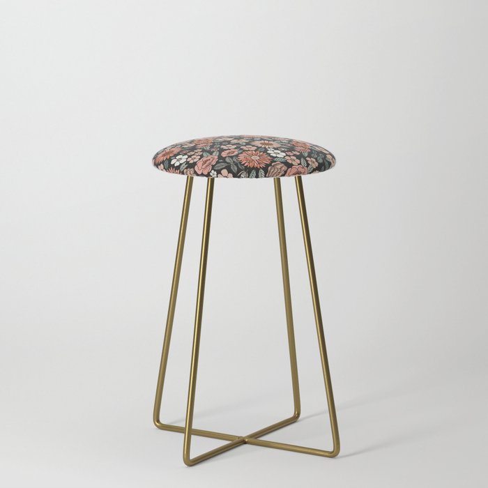 70s flowers - 70s, retro, spring, floral, florals, floral pattern, retro flowers, boho, hippie, earthy, muted Stool