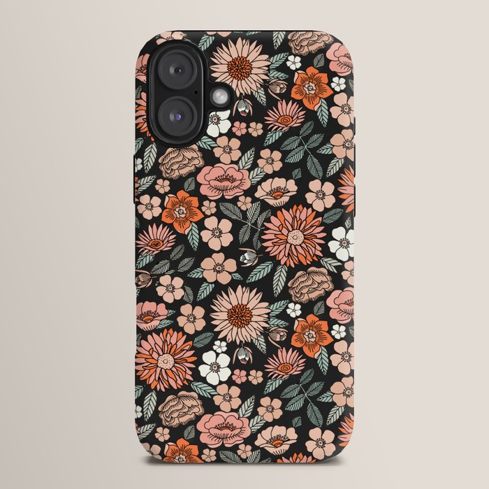 70s flowers - 70s, retro, spring, floral, florals, floral pattern, retro flowers, boho, hippie, earthy, muted iPhone Case