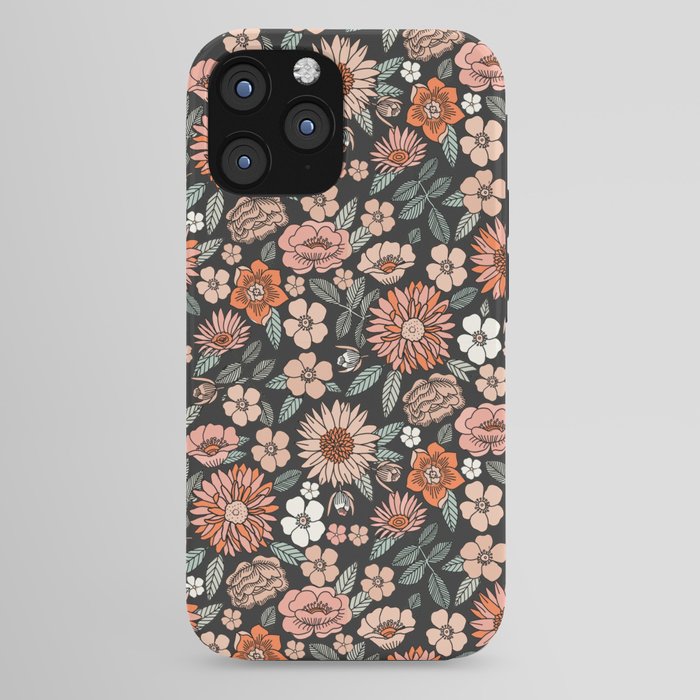 70s flowers - 70s, retro, spring, floral, florals, floral pattern, retro flowers, boho, hippie, earthy, muted iPhone Case