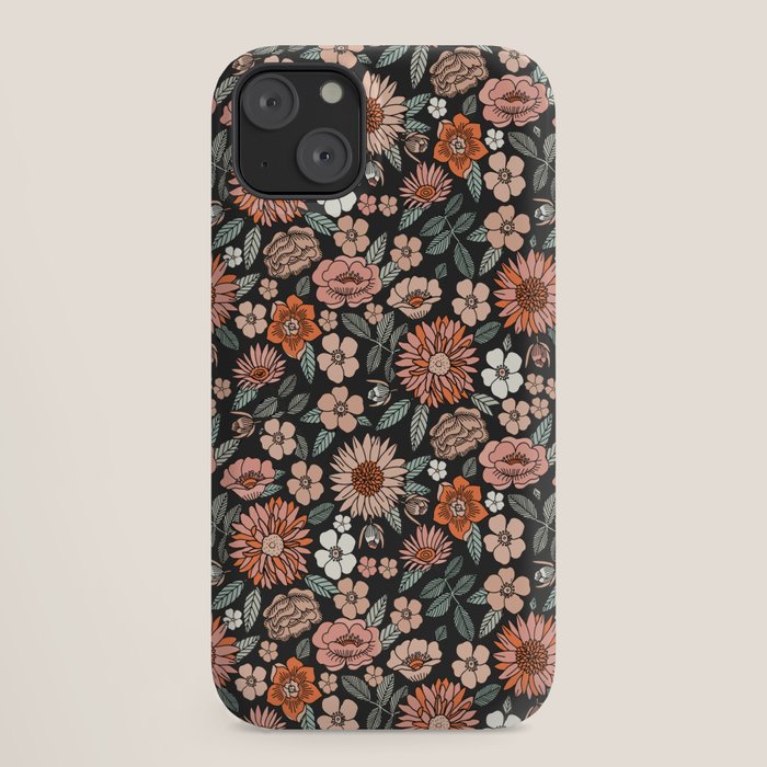 70s flowers - 70s, retro, spring, floral, florals, floral pattern, retro flowers, boho, hippie, earthy, muted iPhone Case