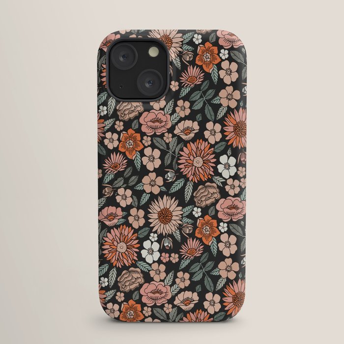 70s flowers - 70s, retro, spring, floral, florals, floral pattern, retro flowers, boho, hippie, earthy, muted iPhone Case