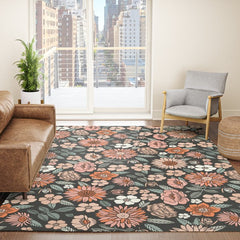 70s flowers - 70s, retro, spring, floral, florals, floral pattern, retro flowers, boho, hippie, earthy, muted Rug