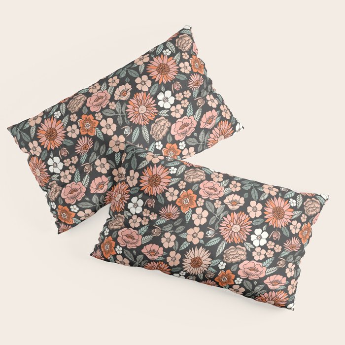 70s flowers - 70s, retro, spring, floral, florals, floral pattern, retro flowers, boho, hippie, earthy, muted Pillow Sham
