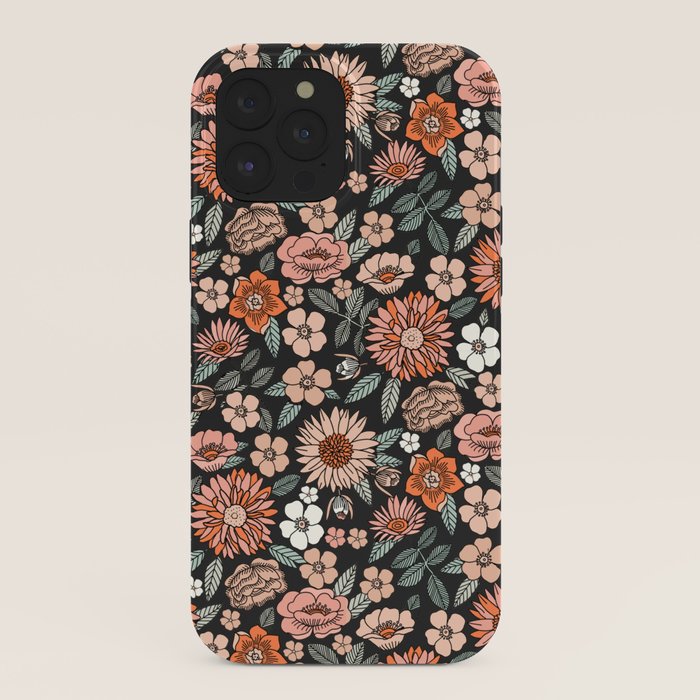 70s flowers - 70s, retro, spring, floral, florals, floral pattern, retro flowers, boho, hippie, earthy, muted iPhone Case