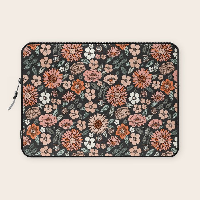 70s flowers - 70s, retro, spring, floral, florals, floral pattern, retro flowers, boho, hippie, earthy, muted Laptop Sleeve