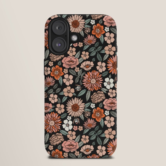 70s flowers - 70s, retro, spring, floral, florals, floral pattern, retro flowers, boho, hippie, earthy, muted iPhone Case