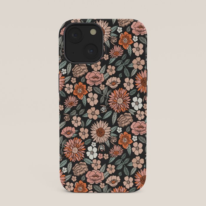 70s flowers - 70s, retro, spring, floral, florals, floral pattern, retro flowers, boho, hippie, earthy, muted iPhone Case