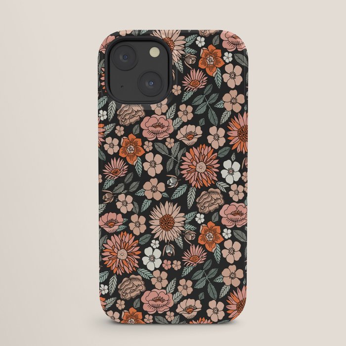 70s flowers - 70s, retro, spring, floral, florals, floral pattern, retro flowers, boho, hippie, earthy, muted iPhone Case