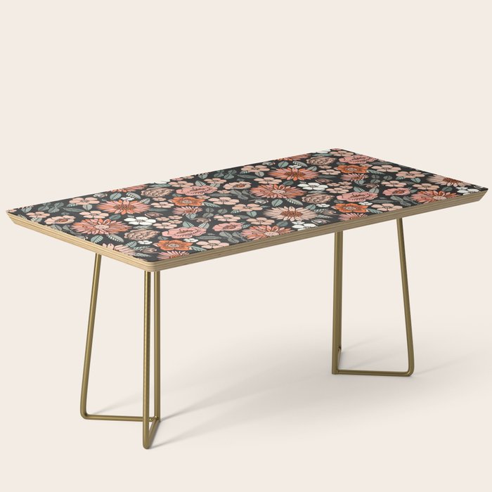 70s flowers - 70s, retro, spring, floral, florals, floral pattern, retro flowers, boho, hippie, earthy, muted Coffee Table