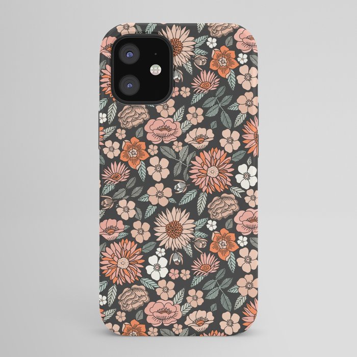 70s flowers - 70s, retro, spring, floral, florals, floral pattern, retro flowers, boho, hippie, earthy, muted iPhone Case