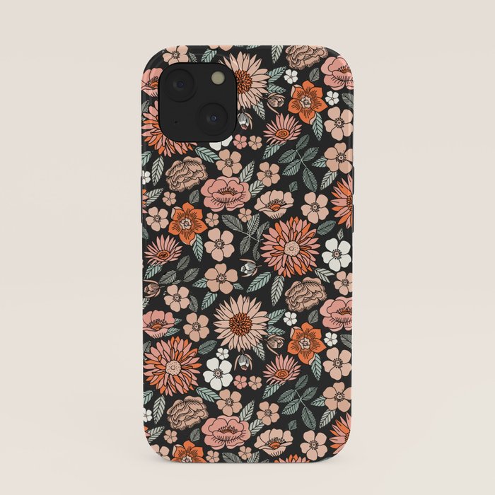 70s flowers - 70s, retro, spring, floral, florals, floral pattern, retro flowers, boho, hippie, earthy, muted iPhone Case