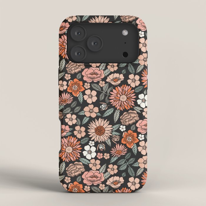 70s flowers - 70s, retro, spring, floral, florals, floral pattern, retro flowers, boho, hippie, earthy, muted iPhone Case