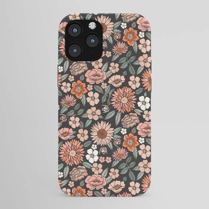 70s flowers - 70s, retro, spring, floral, florals, floral pattern, retro flowers, boho, hippie, earthy, muted iPhone Case