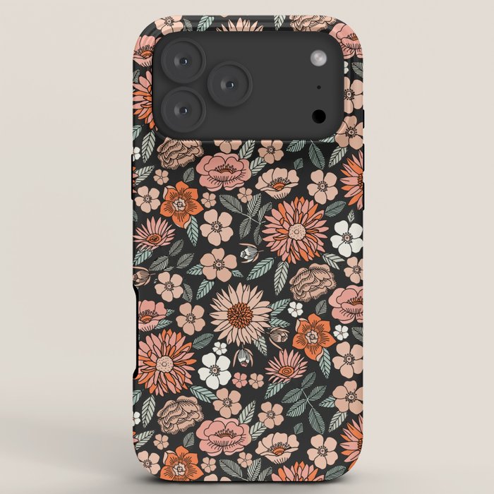 70s flowers - 70s, retro, spring, floral, florals, floral pattern, retro flowers, boho, hippie, earthy, muted iPhone Case