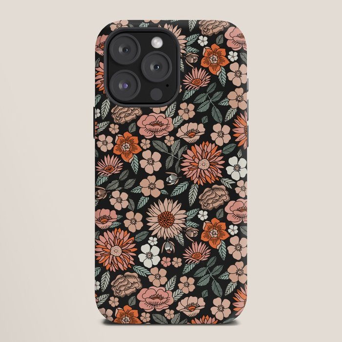 70s flowers - 70s, retro, spring, floral, florals, floral pattern, retro flowers, boho, hippie, earthy, muted iPhone Case