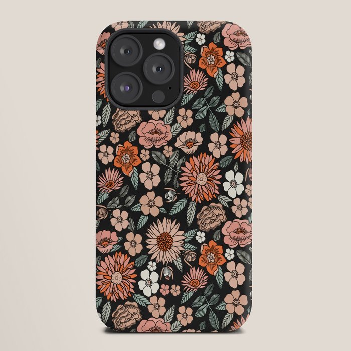 70s flowers - 70s, retro, spring, floral, florals, floral pattern, retro flowers, boho, hippie, earthy, muted iPhone Case