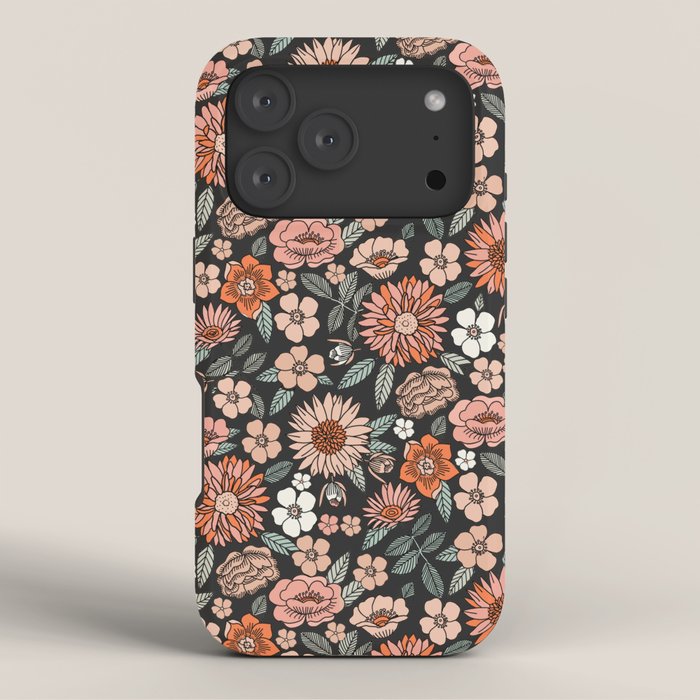 70s flowers - 70s, retro, spring, floral, florals, floral pattern, retro flowers, boho, hippie, earthy, muted iPhone Case