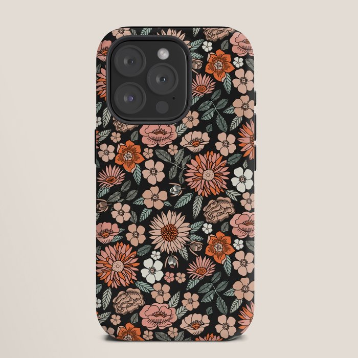 70s flowers - 70s, retro, spring, floral, florals, floral pattern, retro flowers, boho, hippie, earthy, muted iPhone Case