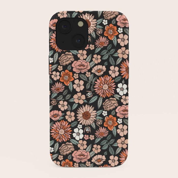 70s flowers - 70s, retro, spring, floral, florals, floral pattern, retro flowers, boho, hippie, earthy, muted iPhone Case