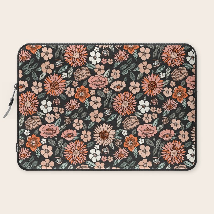 70s flowers - 70s, retro, spring, floral, florals, floral pattern, retro flowers, boho, hippie, earthy, muted Laptop Sleeve