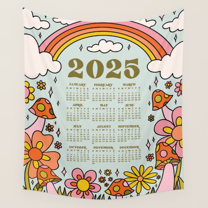 2025 Calendar Wall Tapestry