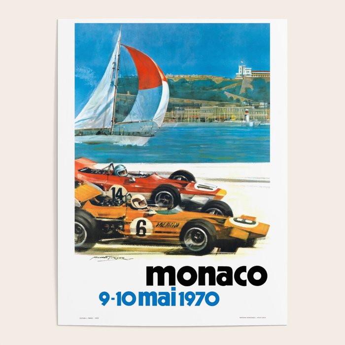1970 MONACO Grand Prix Racing Poster Poster