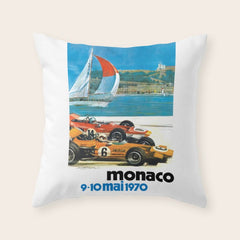 1970 MONACO Grand Prix Racing Poster Throw Pillow