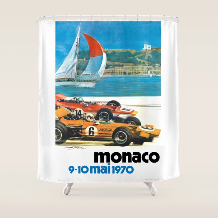 1970 MONACO Grand Prix Racing Poster Shower Curtain