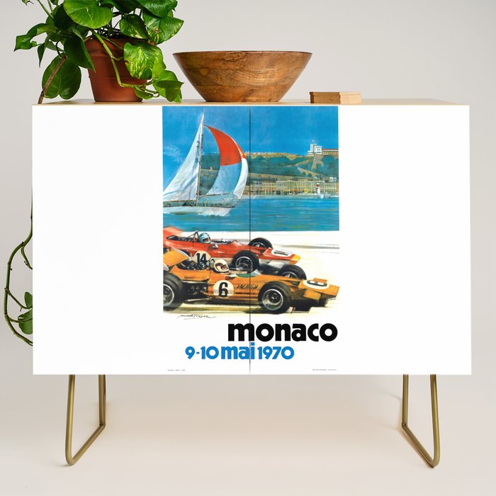 1970 MONACO Grand Prix Racing Poster Credenza