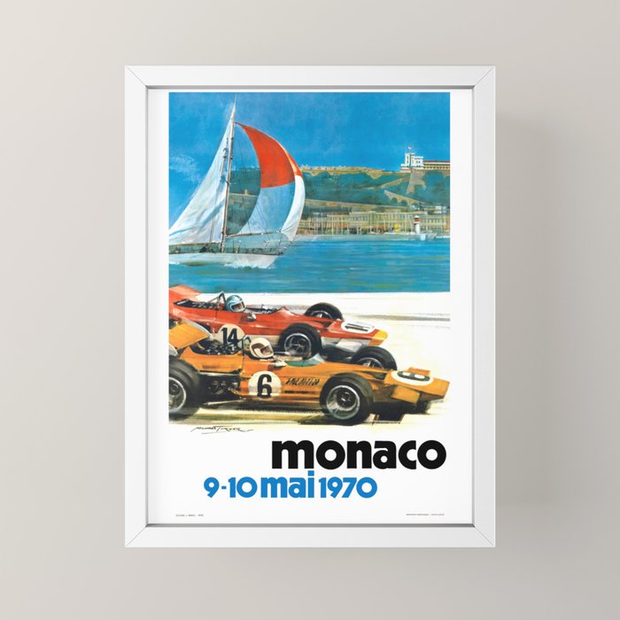 1970 MONACO Grand Prix Racing Poster Mini Art Print