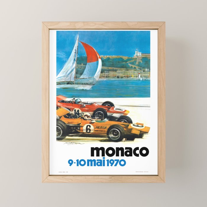 1970 MONACO Grand Prix Racing Poster Mini Art Print