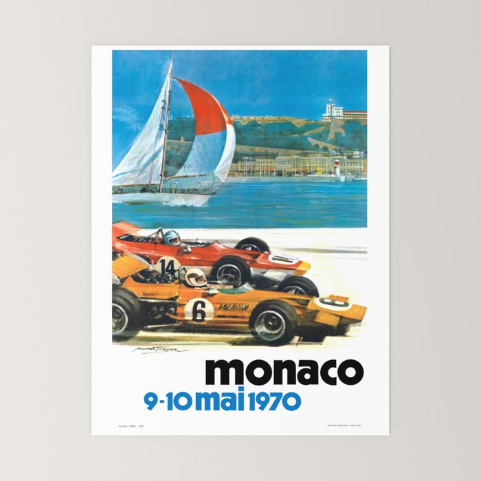 1970 MONACO Grand Prix Racing Poster Mini Art Print